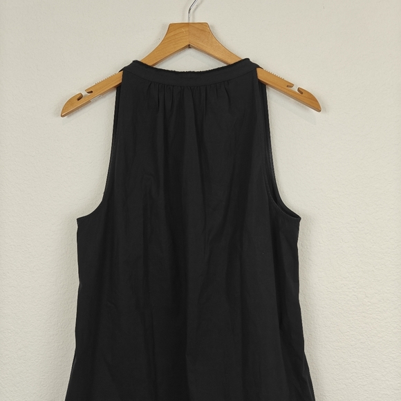 Theory Nallane Light Poplin Sleeveless Black Cotton V-neck Mini Dress Size 6 - Picture 14 of 16